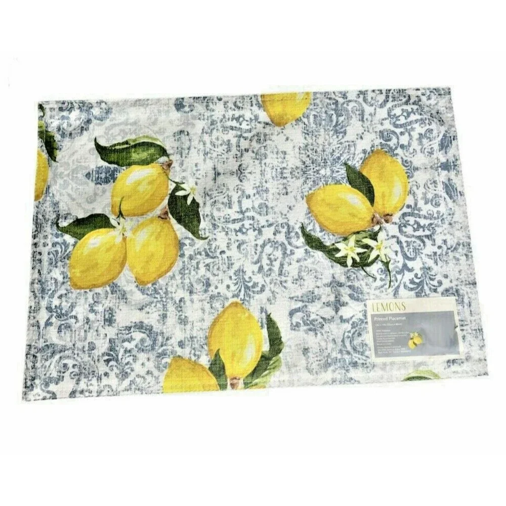Lemon Lemons Placemats Fabric Summer Beach House 13x19